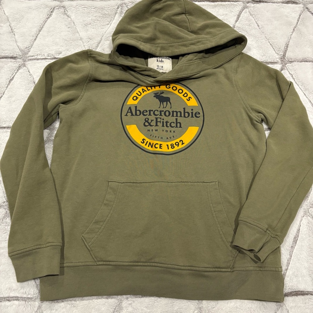 Abercrombie Kids Sweatshirt Size Youth 13/14 Green And Yellow Cozy Spell Out